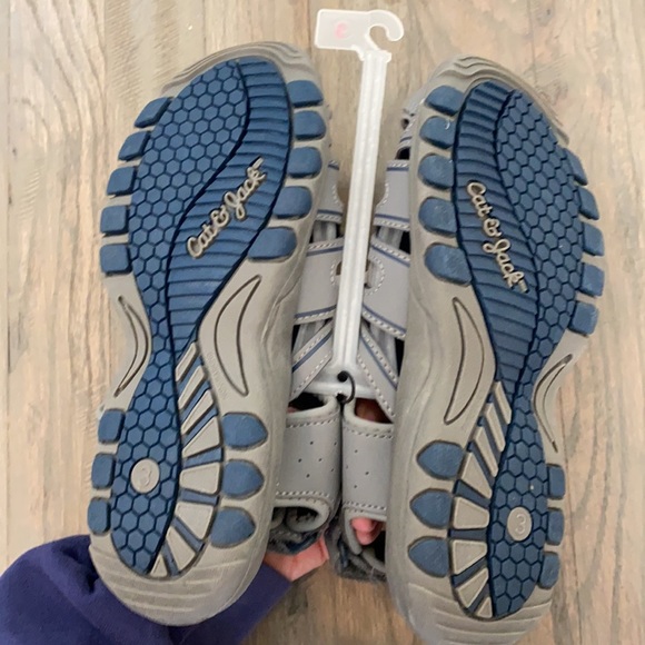 Cat & Jack Shoes Nwt Kids Catjack Velcro Sandals Navy And Gray Poshmark